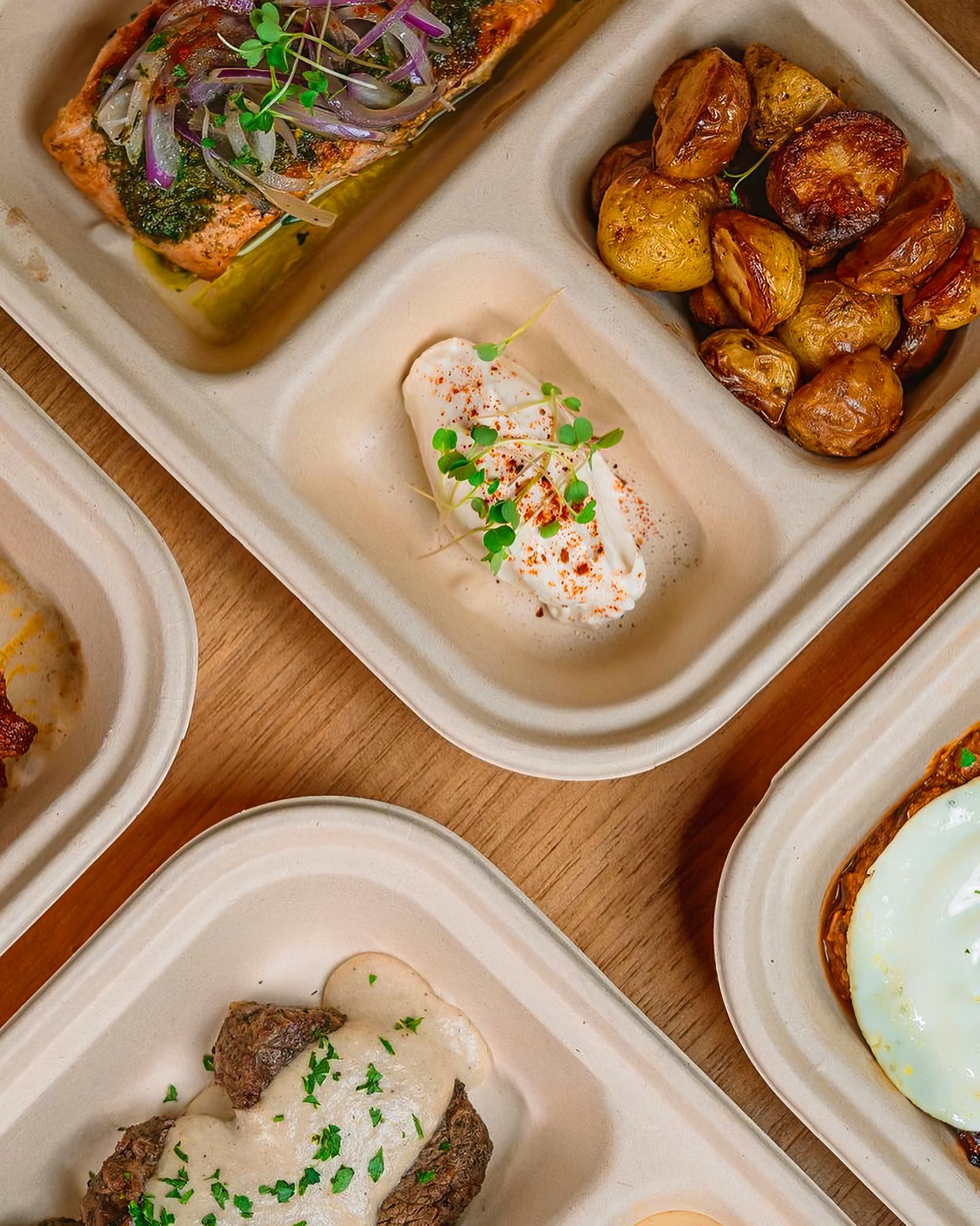 Packaging and plated dishes for small orders